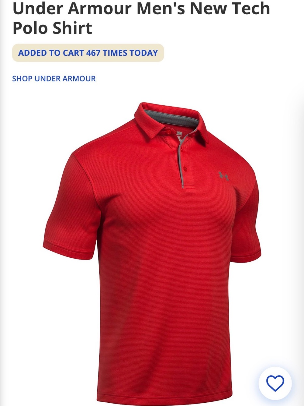 Under Armour Men’s New Tech Polo - Red with Gray Trim